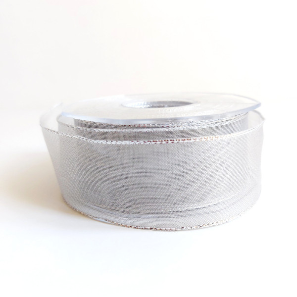 Silver Lurex Ribbon - Size 40 mm